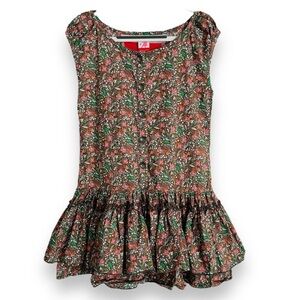 Matilda Jane Serendipity Brown Floral Dress Ruffles Size 8 Cotton-Nylon-Spandex